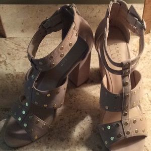 Beige Suede High Heel Sandal